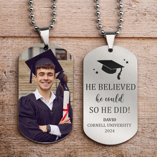 Graduation Gift I Wish You The Strength - Personalized Photo Dog Tag Necklace