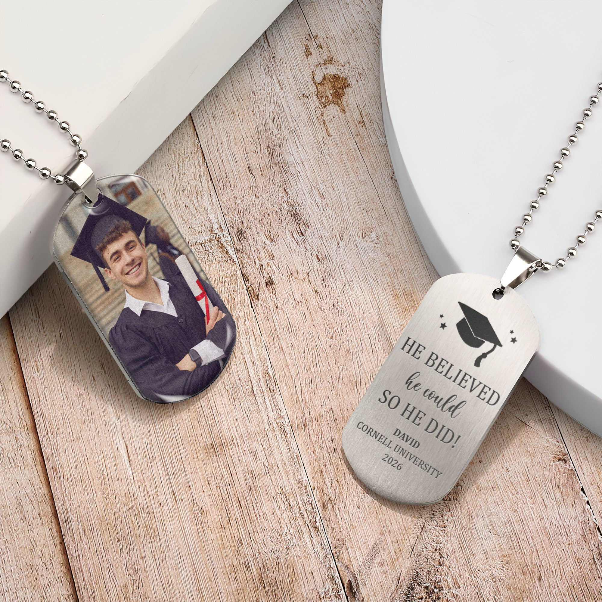 Graduation Gift I Wish You The Strength - Personalized Photo Dog Tag Necklace