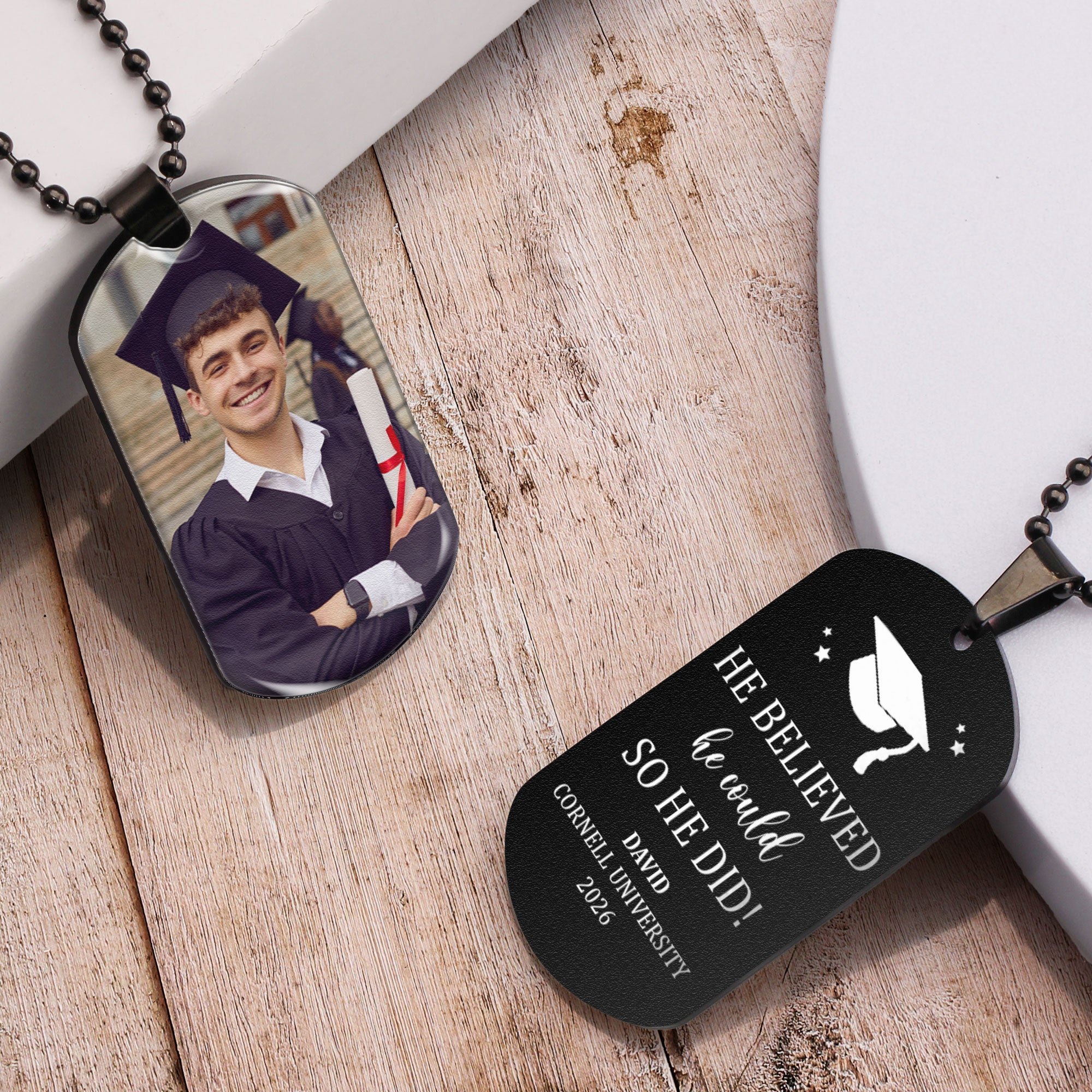 Graduation Gift I Wish You The Strength - Personalized Photo Dog Tag Necklace