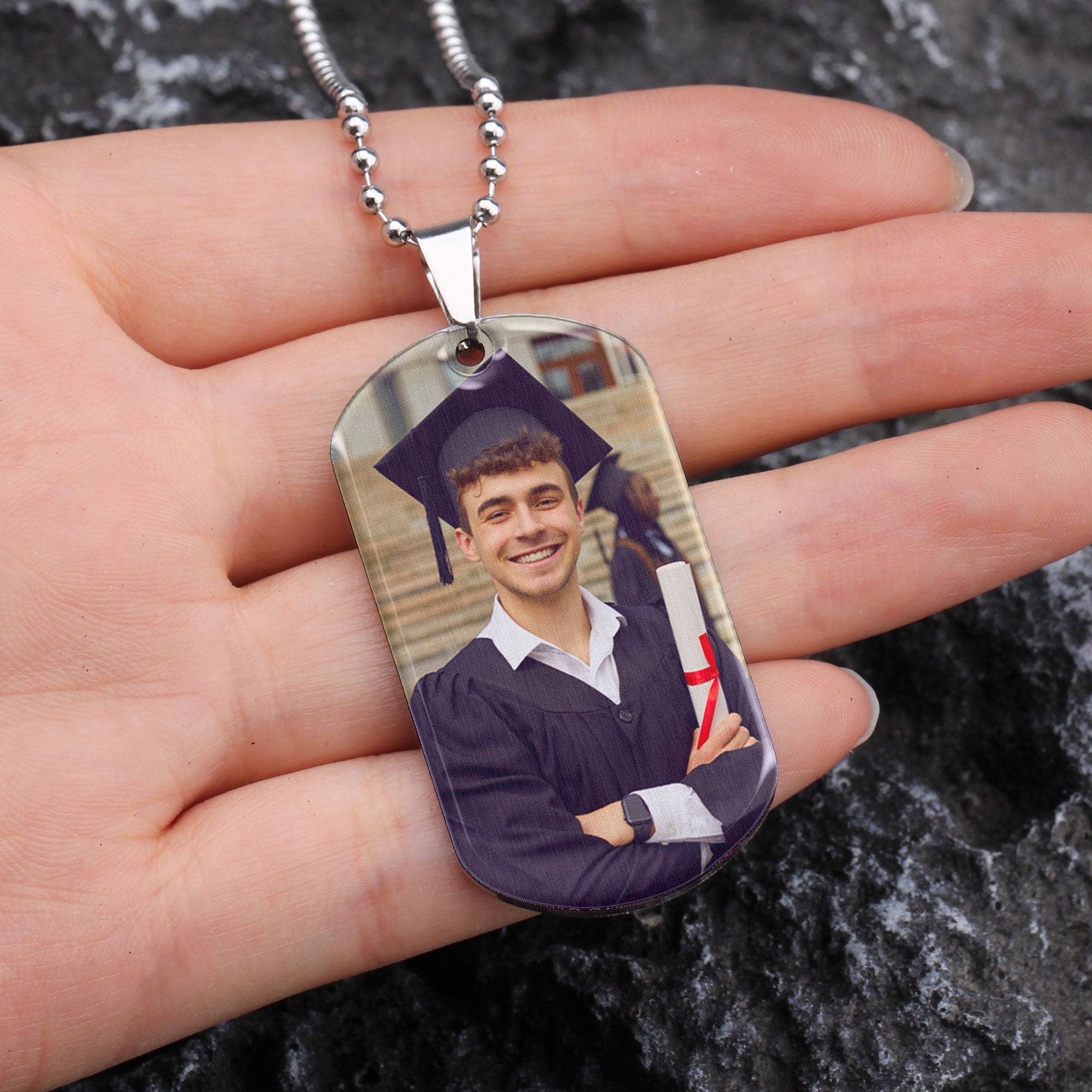 Graduation Gift I Wish You The Strength - Personalized Photo Dog Tag Necklace