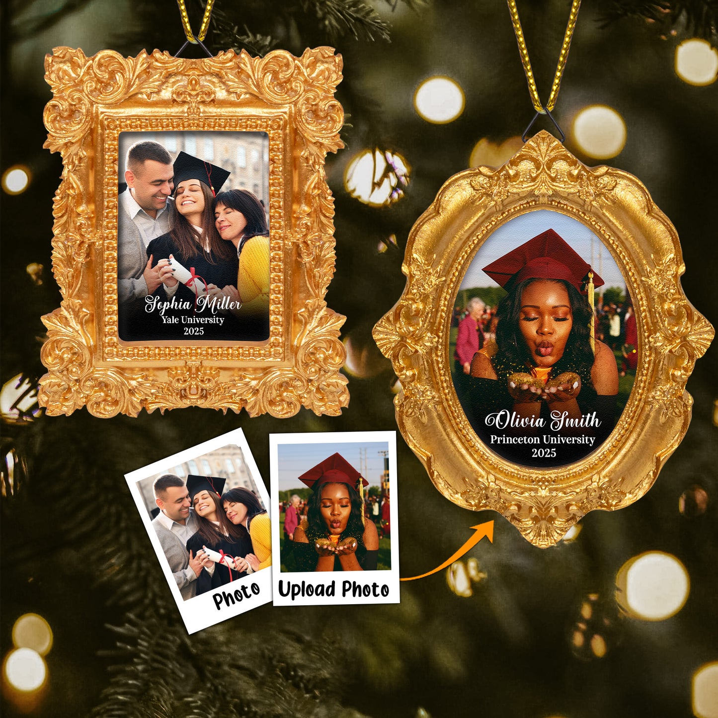 Graduation Gift Keepsake - Personalized Vintage Picture Frame Ornament