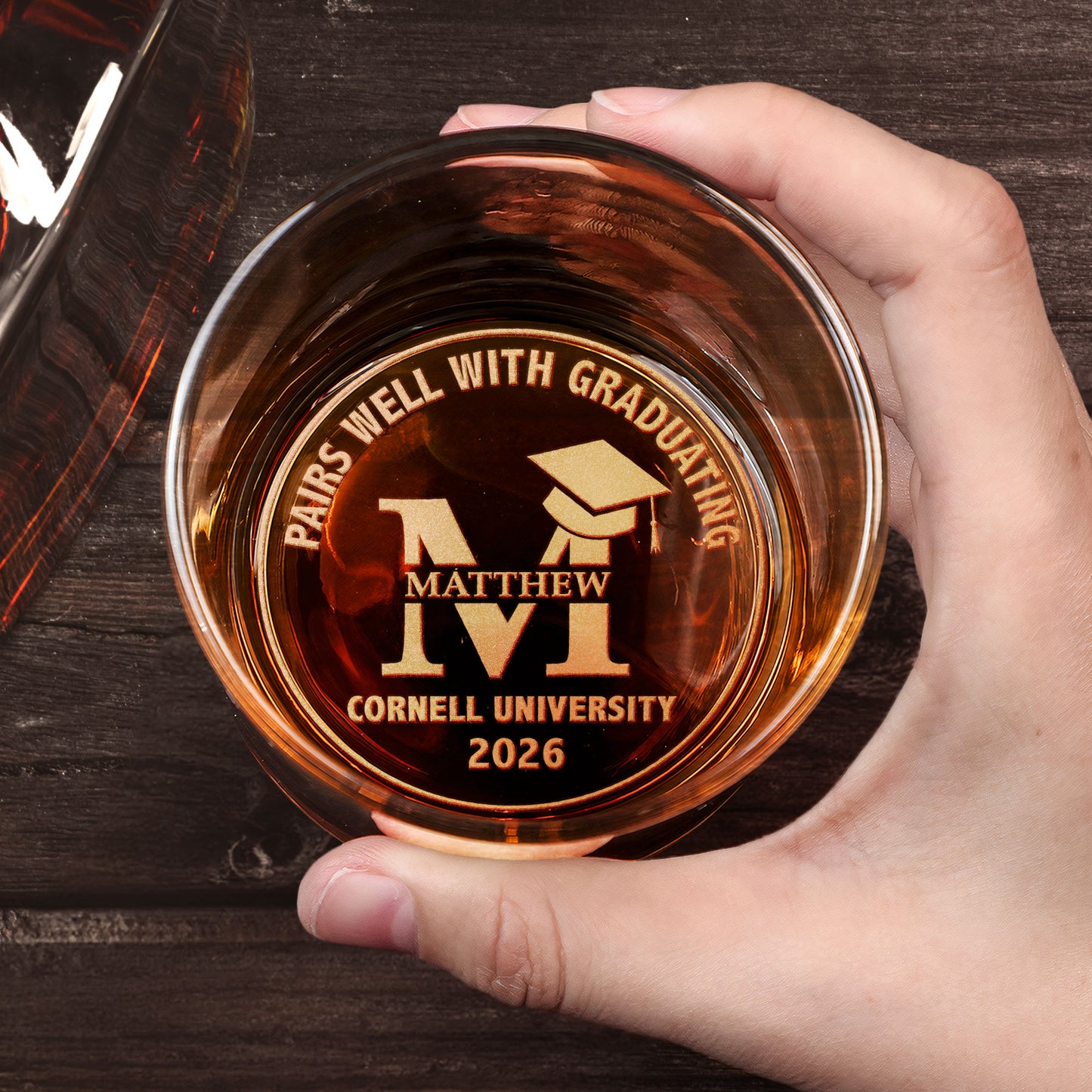 Graduation Gift Pairs Well With Graduating - Personalized Engraved Whiskey Glass