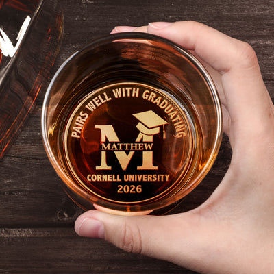 Graduation Gift Pairs Well With Graduating - Personalized Engraved Whiskey Glass
