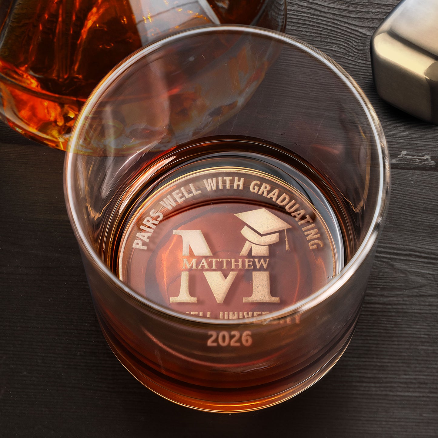 Graduation Gift Pairs Well With Graduating - Personalized Engraved Whiskey Glass