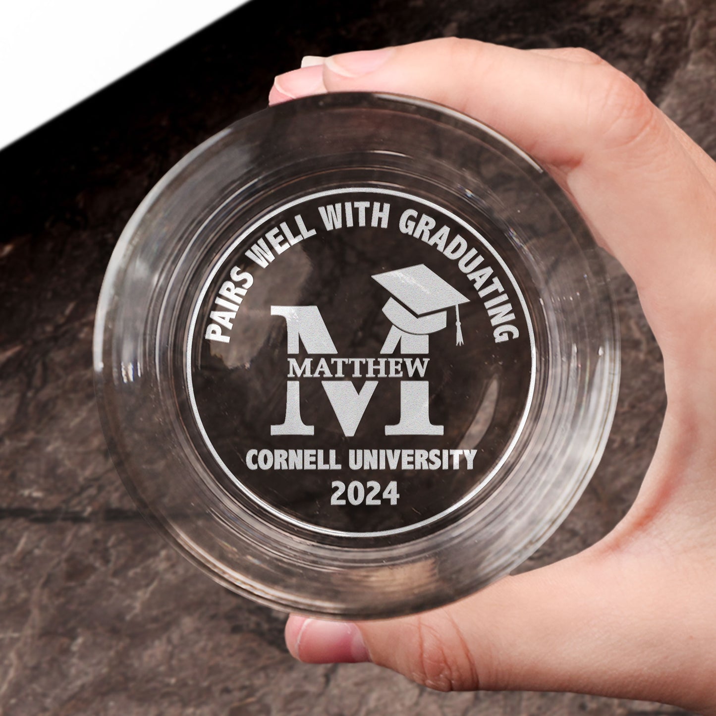 Graduation Gift Pairs Well With Graduating - Personalized Engraved Whiskey Glass