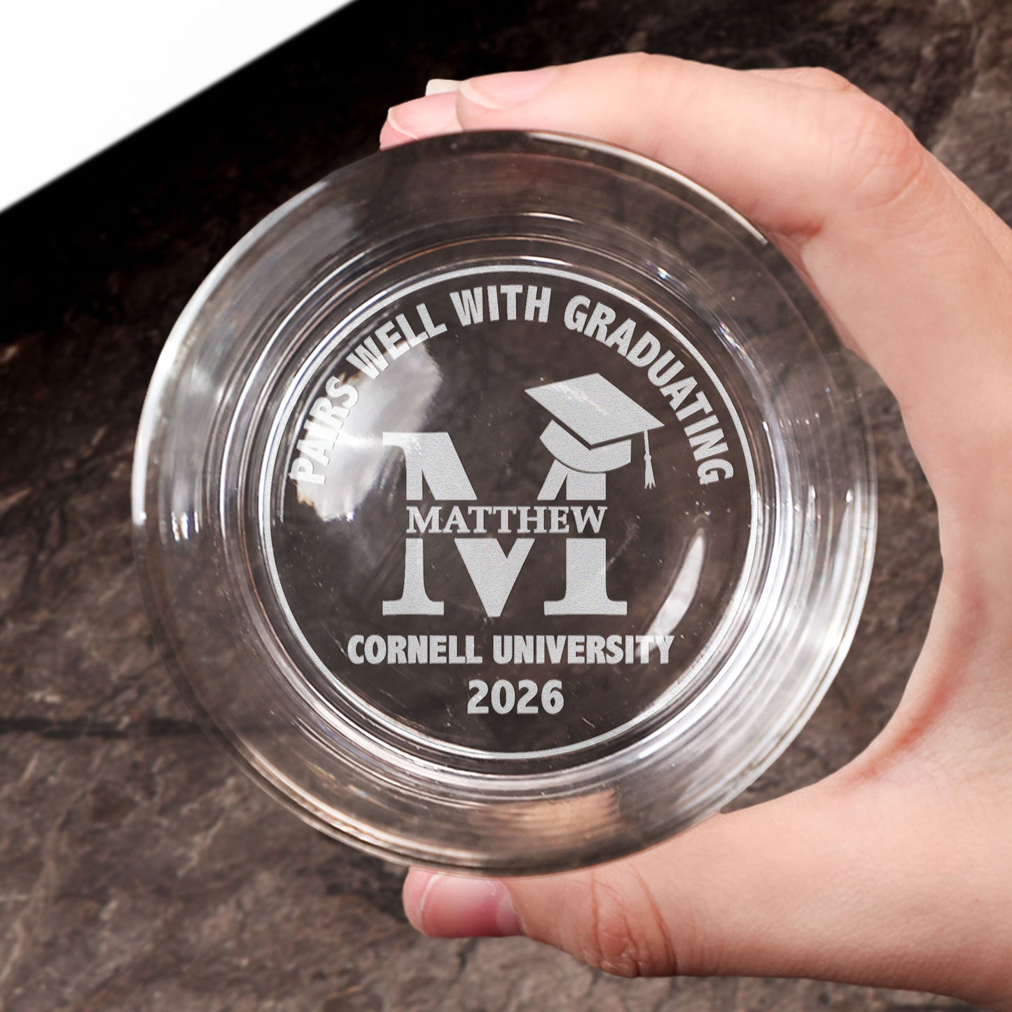 Graduation Gift Pairs Well With Graduating - Personalized Engraved Whiskey Glass