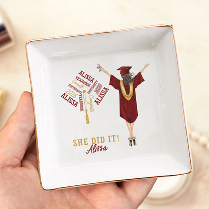 Graduation Gift She Did It - Personalized Jewelry Dish