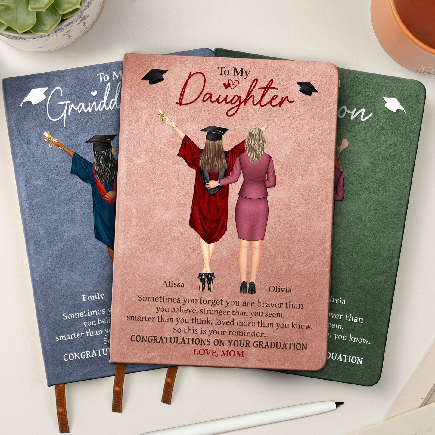 Graduation Gift Sometimes You Forget You Are Braver - Personalized Leather Journal