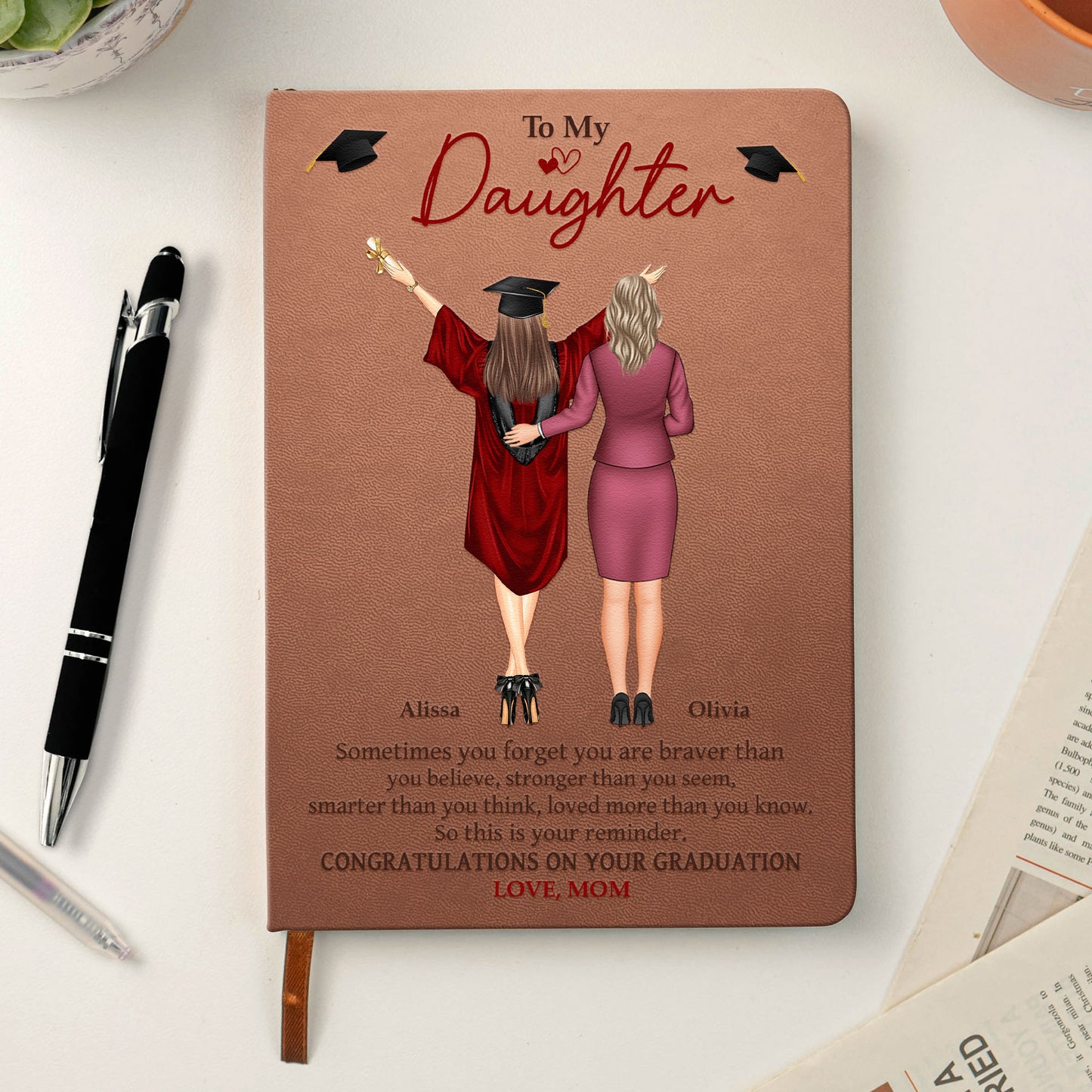 Graduation Gift Sometimes You Forget You Are Braver - Personalized Leather Journal