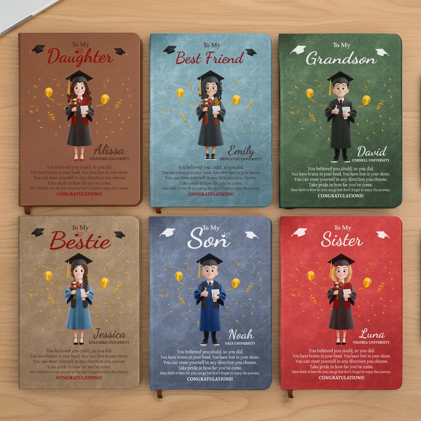 Graduation Gift Take Pride In How Far You've Come - Personalized Leather Journal