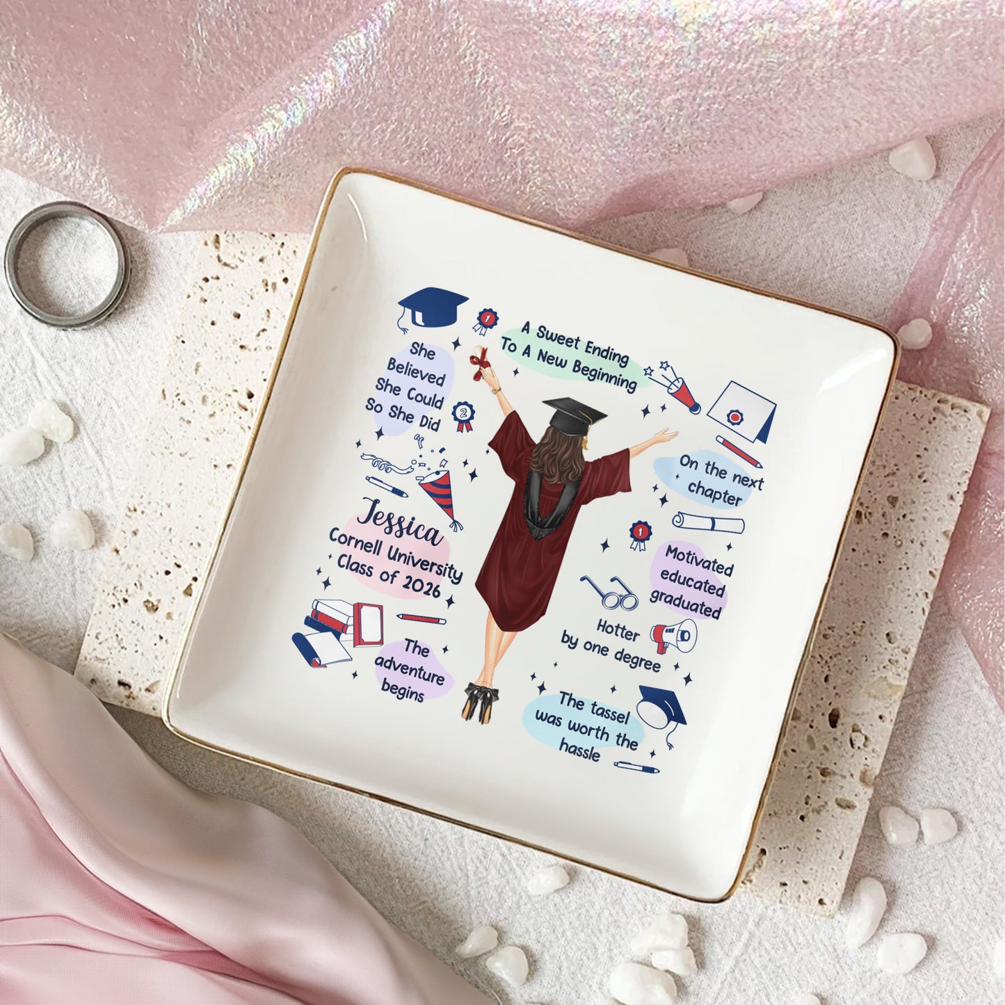 Graduation Gift The Tassel Was Worth The Hassle - Personalized Jewelry Dish