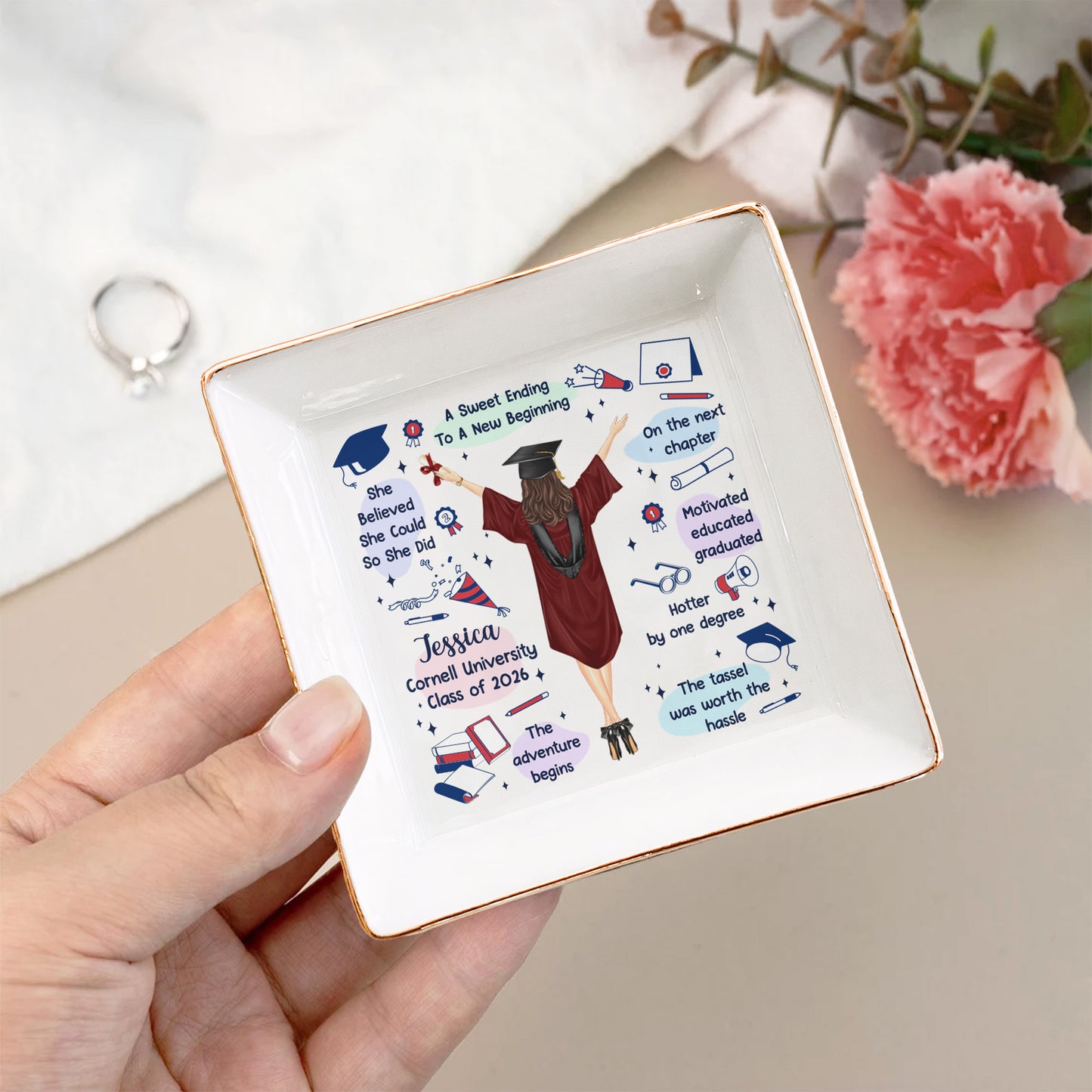 Graduation Gift The Tassel Was Worth The Hassle - Personalized Jewelry Dish