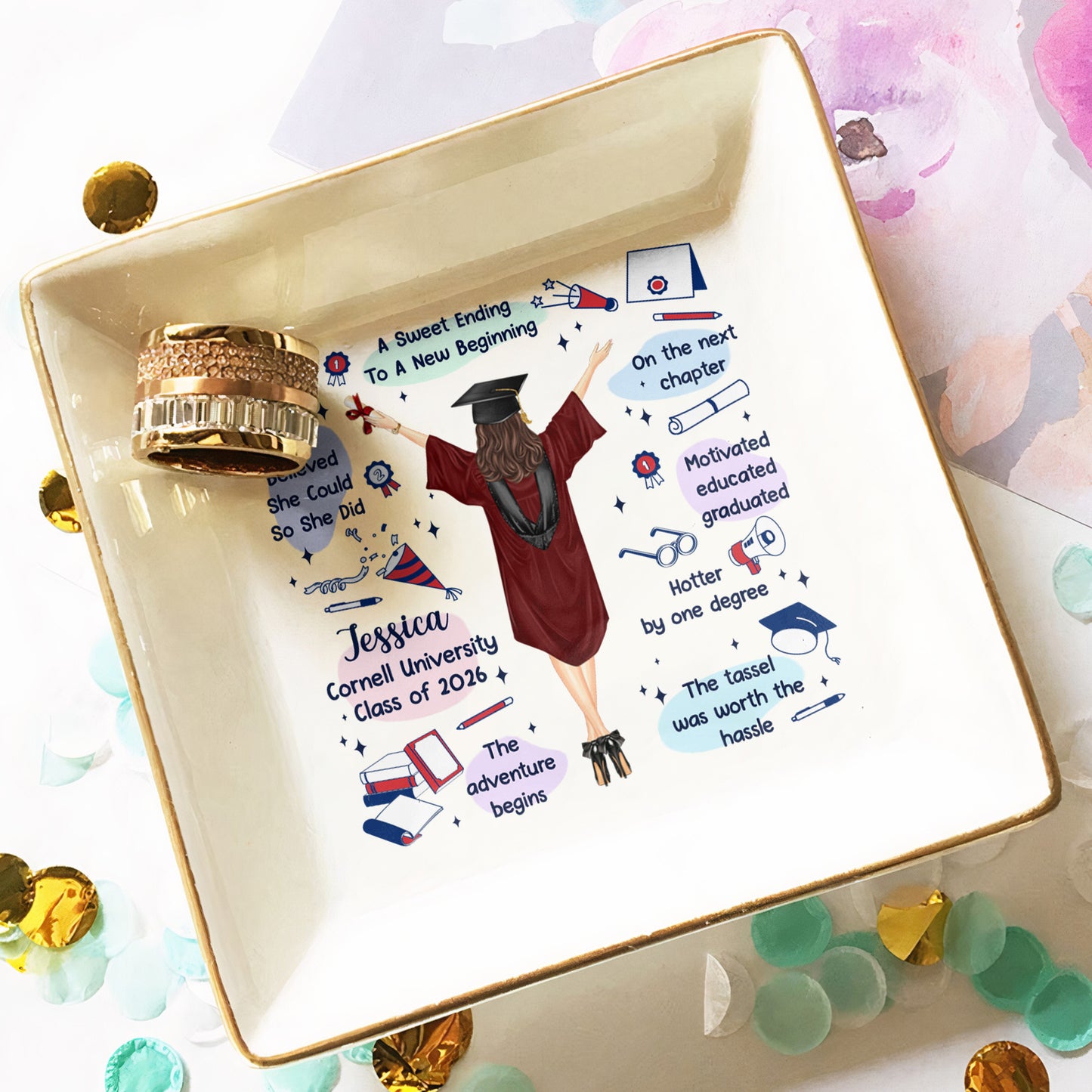 Graduation Gift The Tassel Was Worth The Hassle - Personalized Jewelry Dish