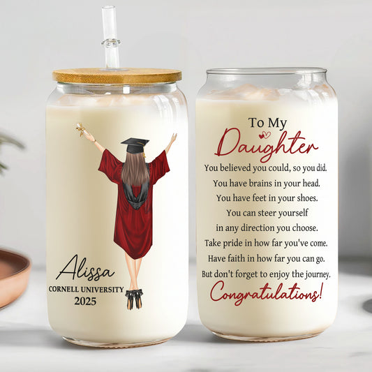 Graduation Gift You Have Brains In Your Head - Personalized Clear Glass Cup