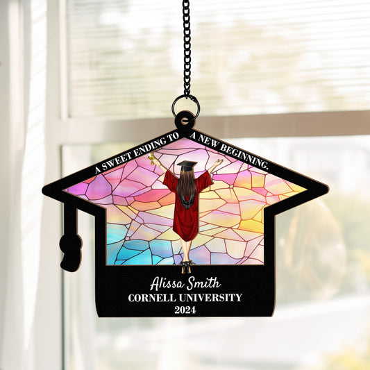 Graduation Gifts A New Beginning - Personalized Window Hanging Suncatcher Ornament