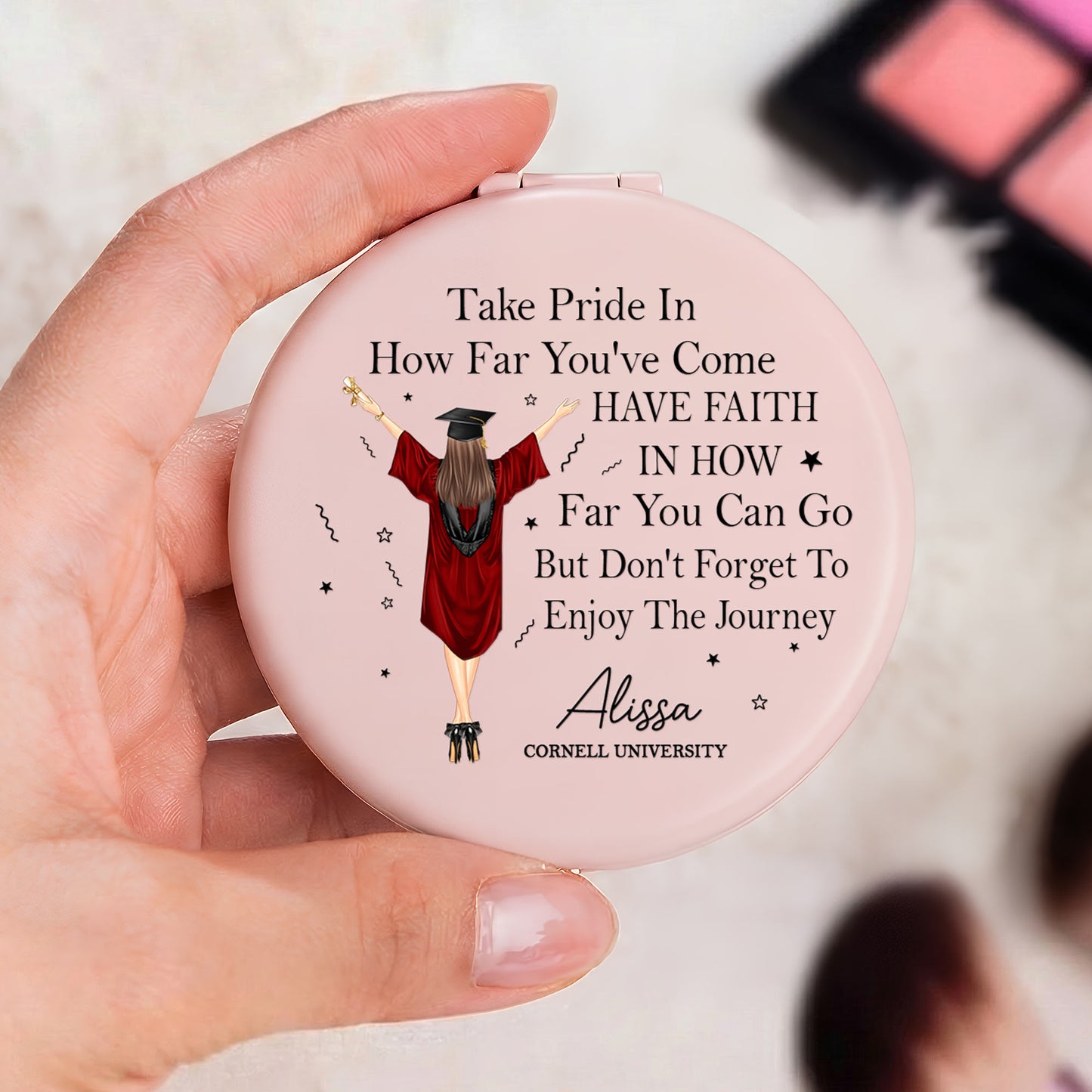 Graduation Gifts For Her Women Girls - Personalized Compact Mirror