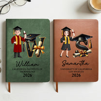 Graduation Initial Cartoon - Personalized Leather Journal
