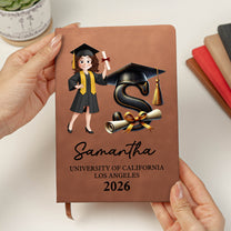 Graduation Initial Cartoon - Personalized Leather Journal