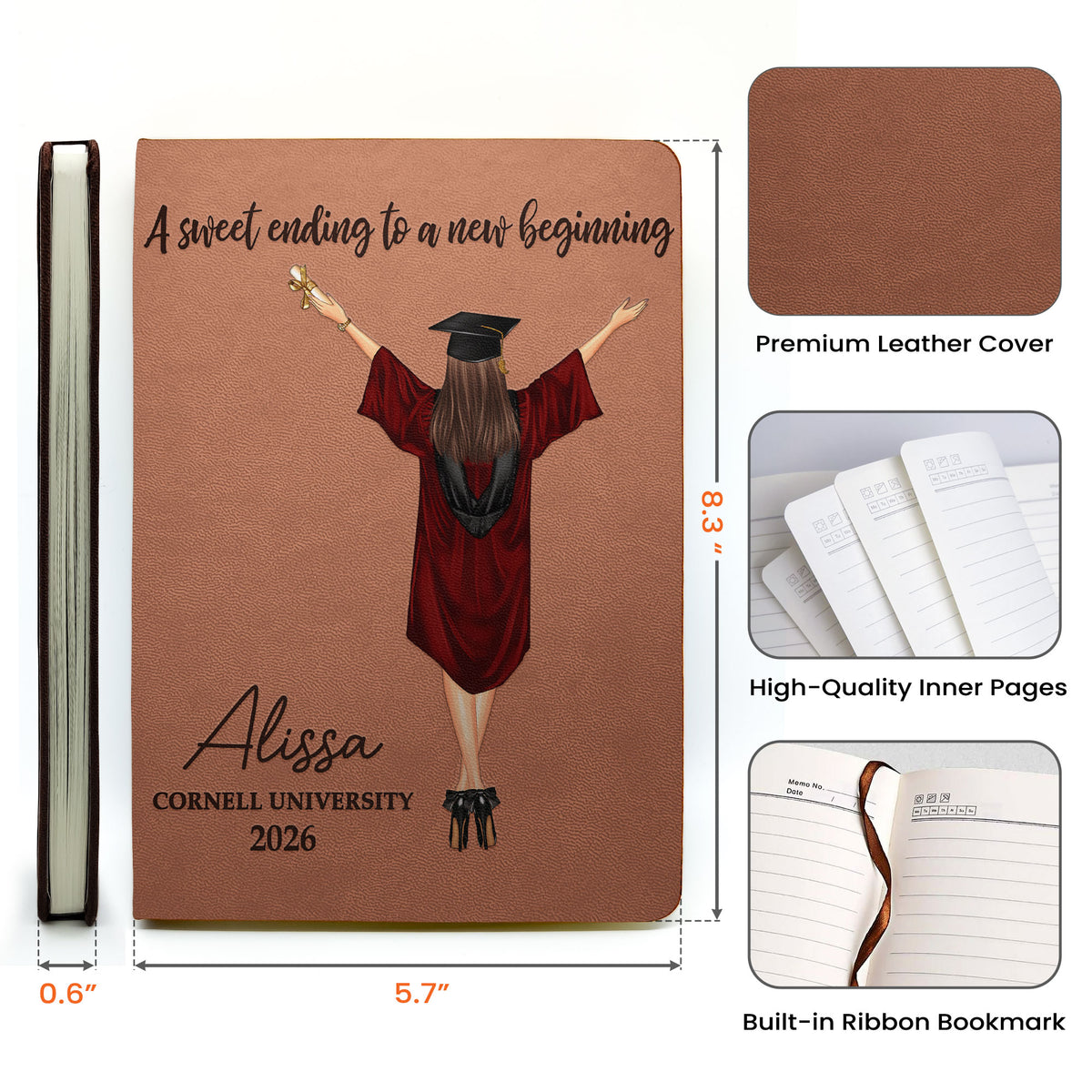 Journal Graduation Design Graduation Journal A Sweet Ending To A New Beginning - Personalized ...