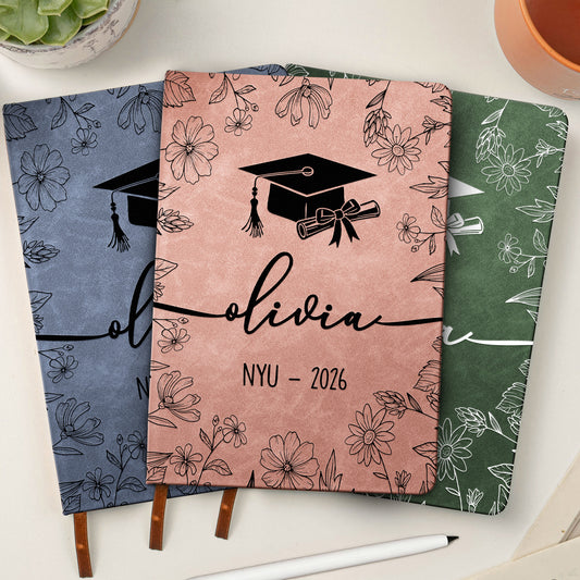Graduation Journal Custom Name School Year - Personalized Leather Journal