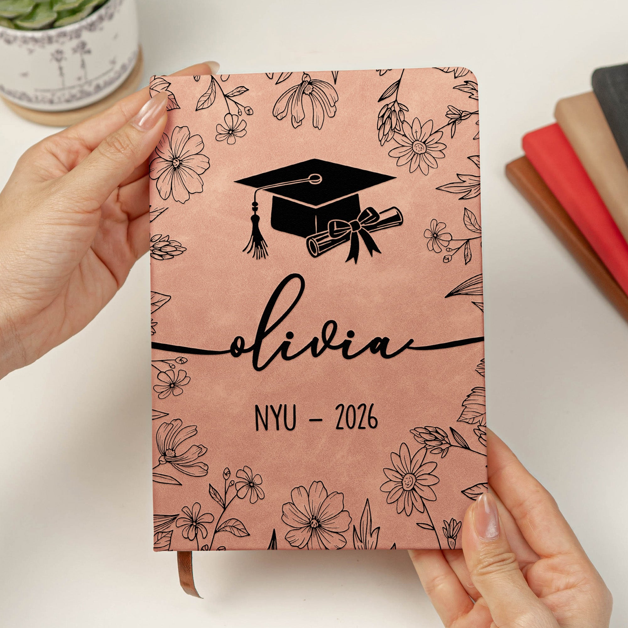 Graduation Journal Custom Name School Year - Personalized Leather Journal