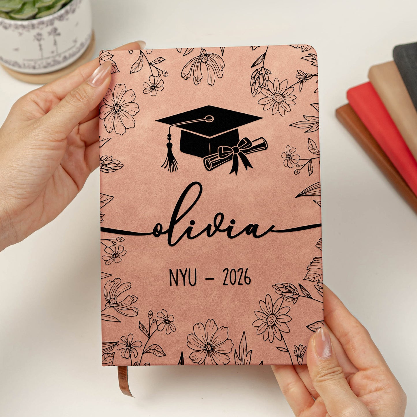 Graduation Journal Custom Name School Year - Personalized Leather Journal