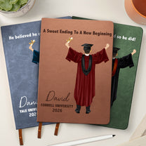 Graduation Journal He Believed He Could So He Did! - Personalized Leather Journal