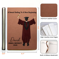 Graduation Journal He Believed He Could So He Did! - Personalized Leather Journal
