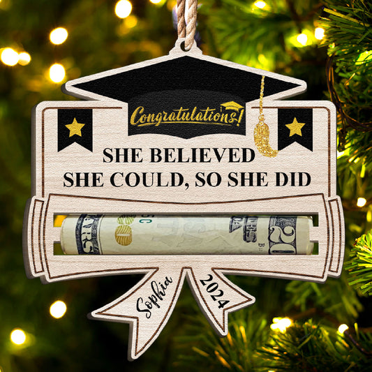 Graduation Money Holder - Personalized Wooden Ornament