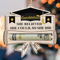 Graduation Money Holder - Personalized Wooden Ornament