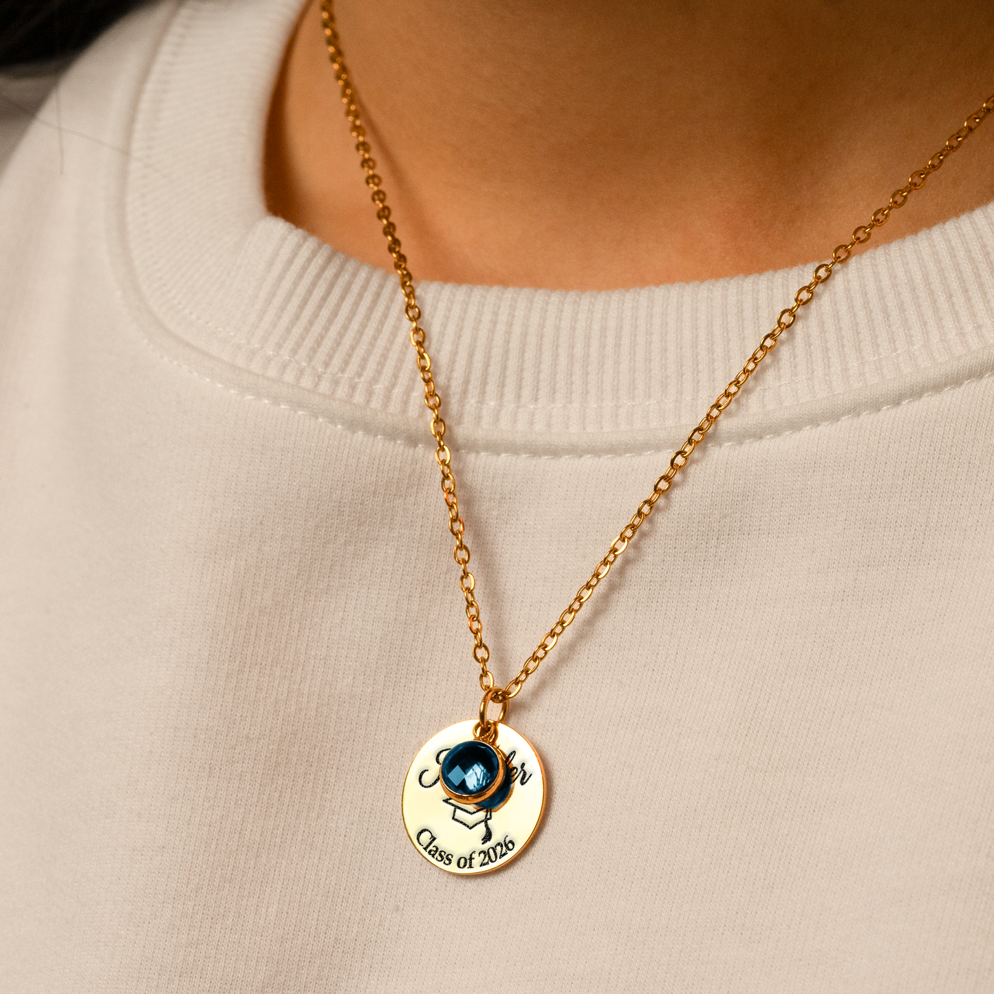 Graduation Necklace Custom Name And Birthstone - Personalized Birthstone Necklace