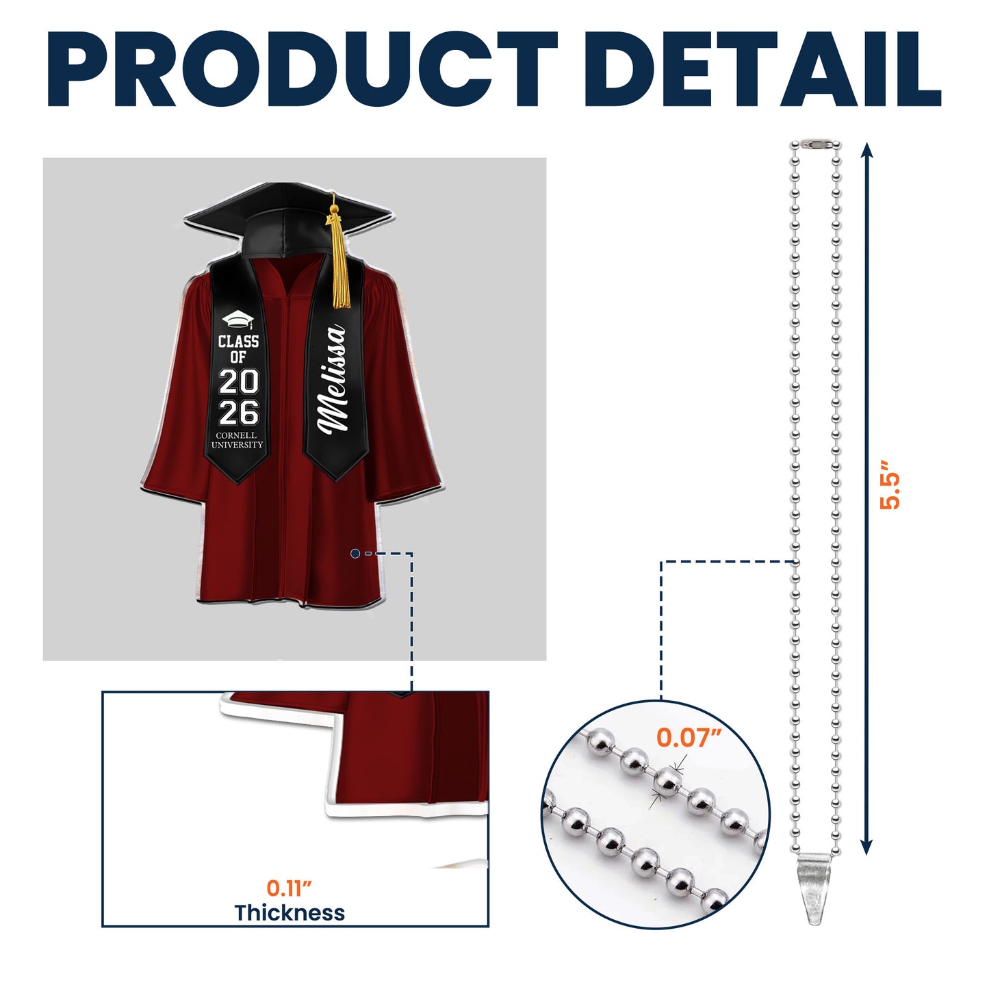 Graduation Ornaments Class of 2025 - Personalized Rear View Mirror Accessory