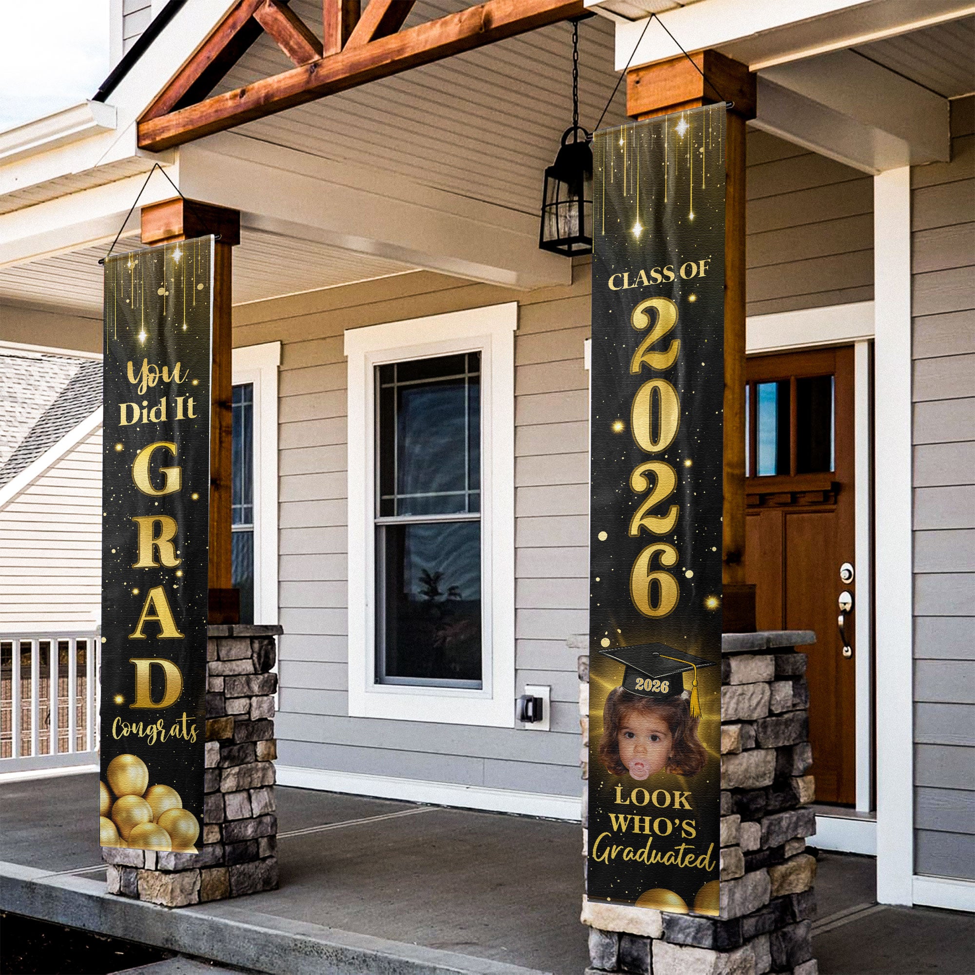 Graduation Party Sign With Childhood Photo - Vintage Childhood Decor Themed - Personalized Porch Banners