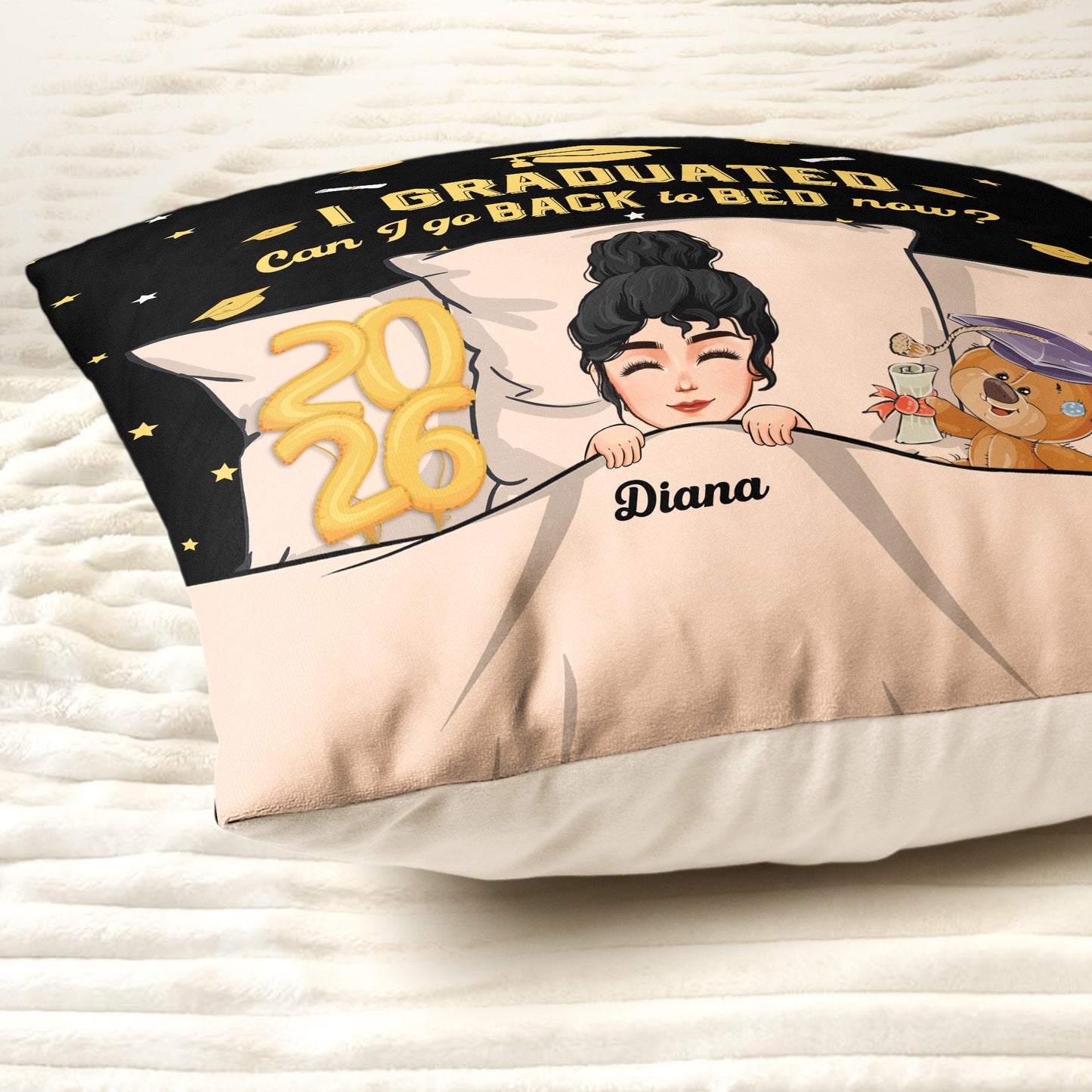 Graduation Pillow Can I Go Back To Bed Now - Personalized Pillow (Insert Included)