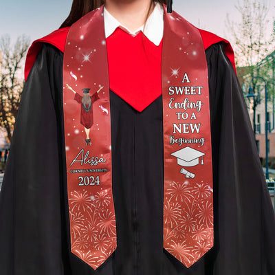 Graduation Stole A Sweet Ending To A New Beginning - Personalized Graduation Stole