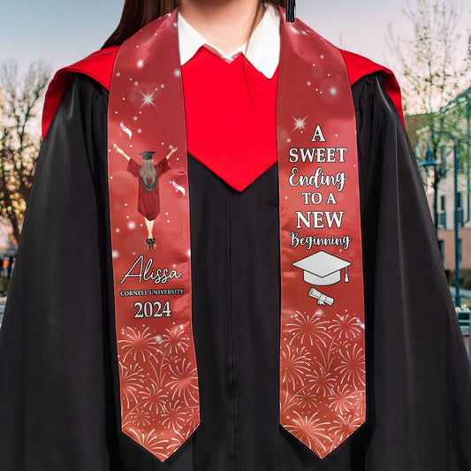 Graduation Stole A Sweet Ending To A New Beginning - Personalized Graduation Stole