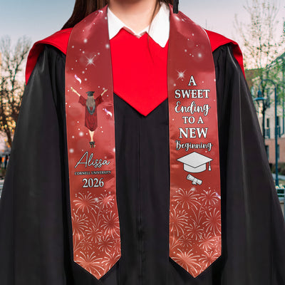 Graduation Stole A Sweet Ending To A New Beginning - Personalized Graduation Stole