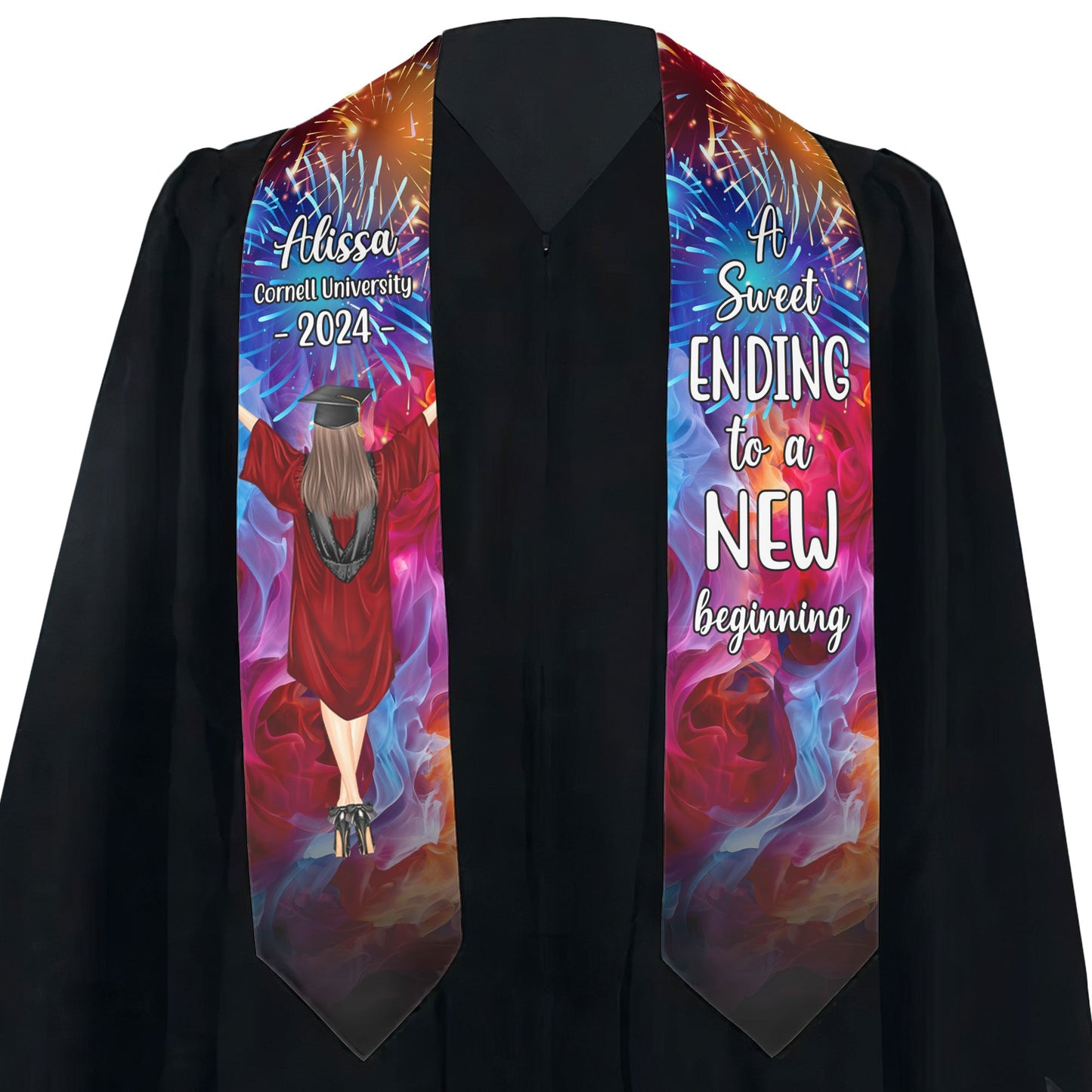 Graduation Stole Ending To New Beginning - Personalized Graduation Stole