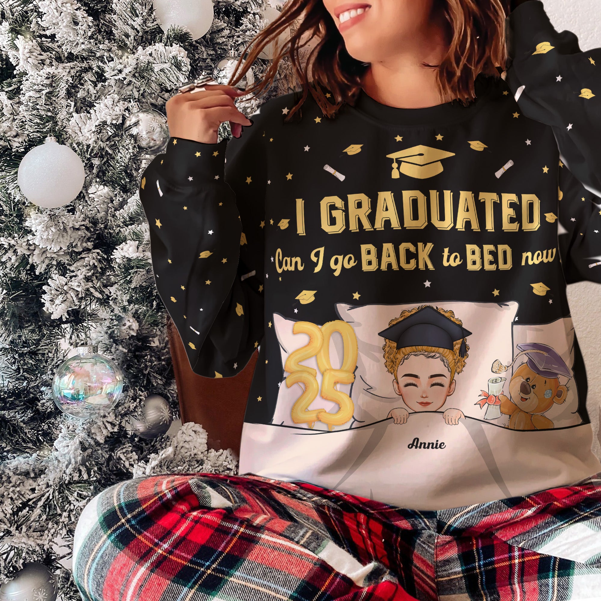 Graduation Sweatshirt Back To Bed Now - Personalized 3D Printed Sweatshirt