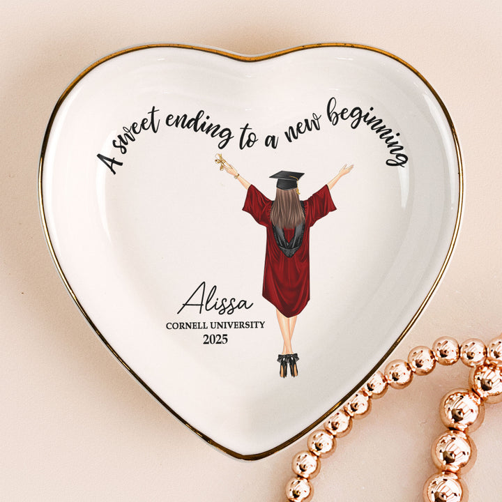 A Sweet Ending To A New Beginning - Family Personalized Custom Full-Print Jewelry Dish - Graduation Gift For Family Members, Siblings, Brothers, Sisters