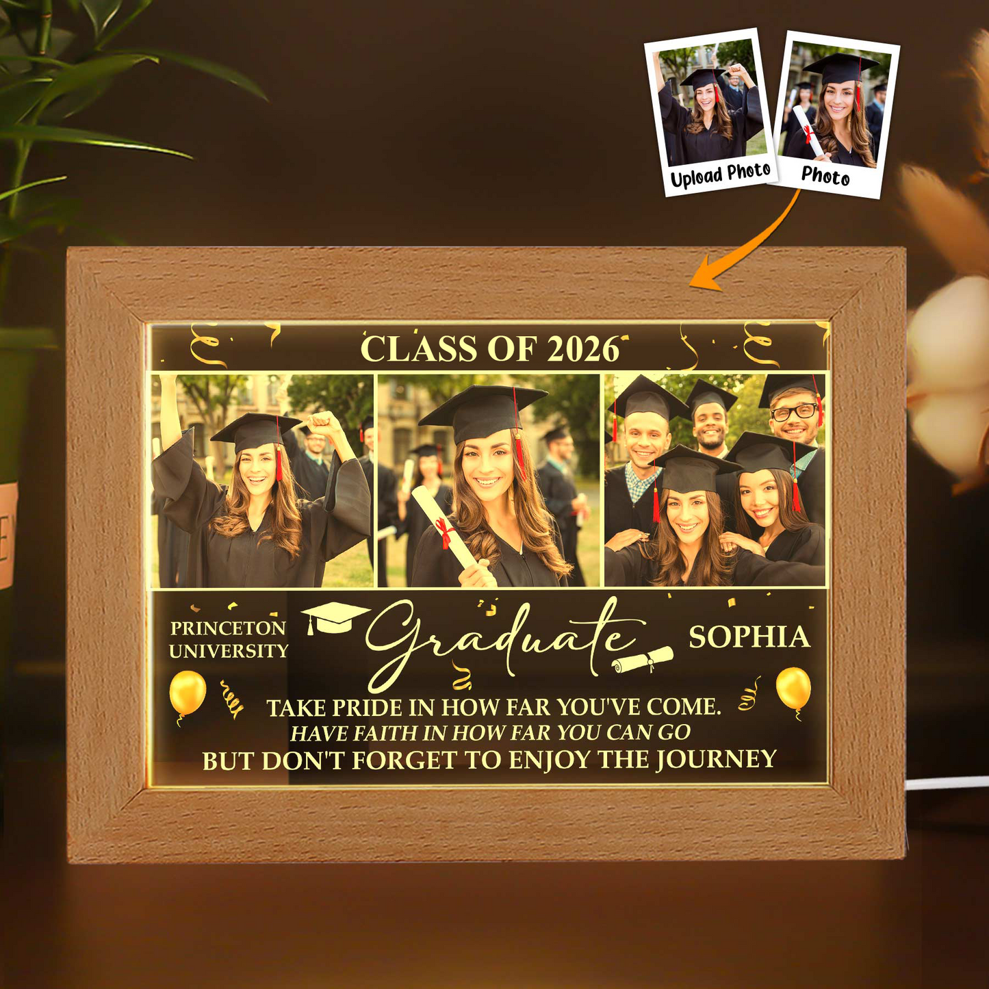 Graduation Take Pride In How Far You've Come - Personalized Photo Frame Lamp