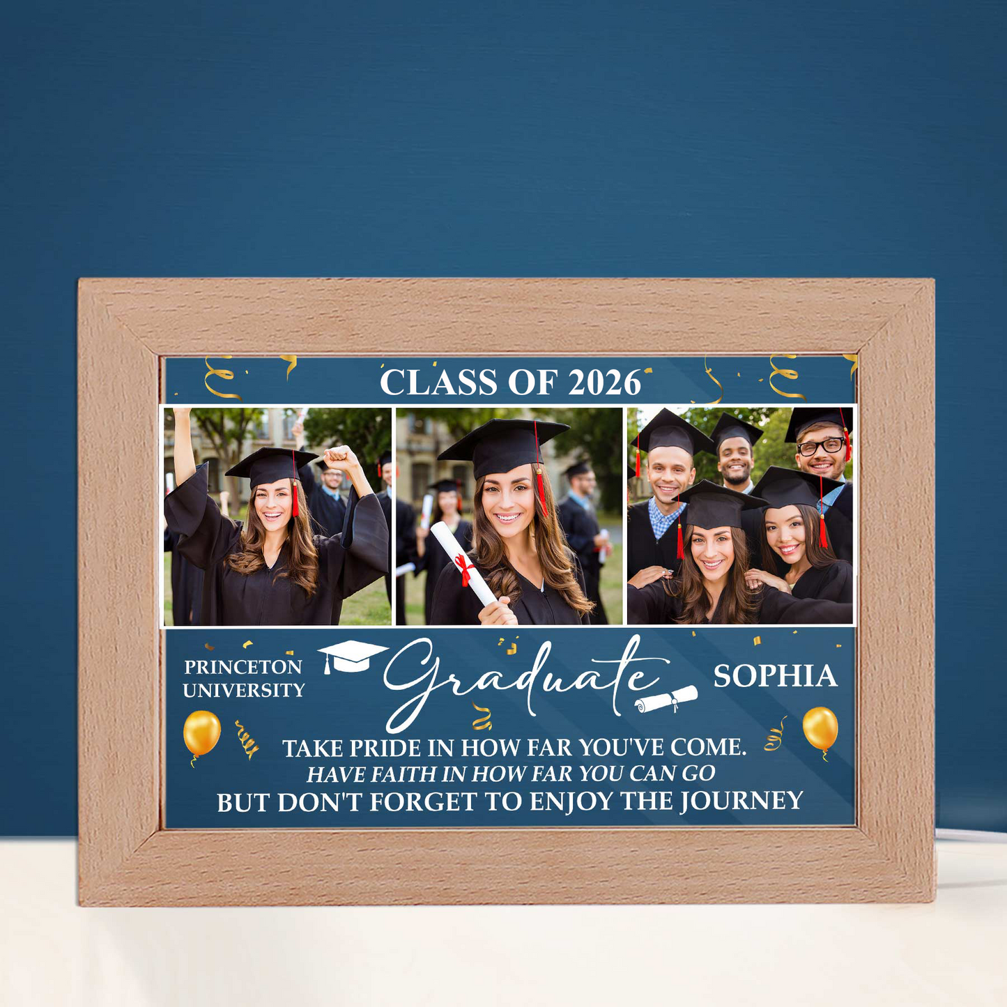 Graduation Take Pride In How Far You've Come - Personalized Photo Frame Lamp