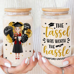 Graduation The Tassel Was Worth The Hassle - Personalized Clear Glass Cup