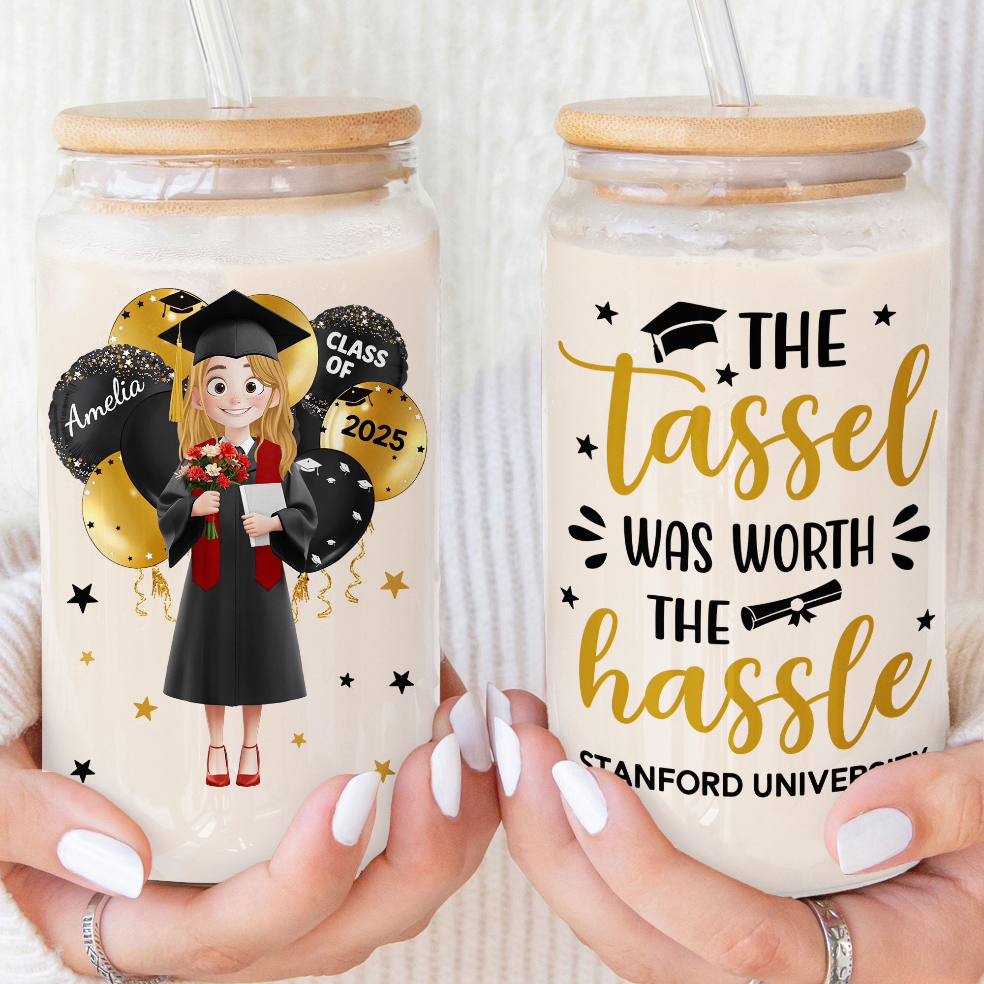 Graduation The Tassel Was Worth The Hassle - Personalized Clear Glass Cup