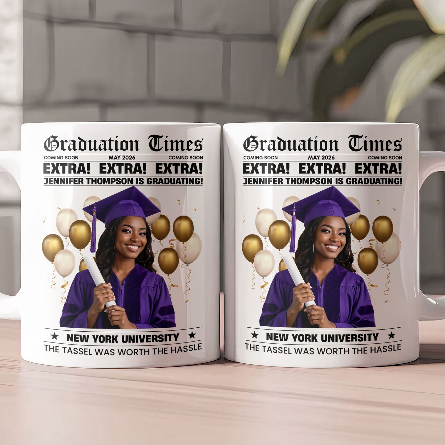 Graduation Time Newspaper Senior Keepsake - Personalized Photo Mug
