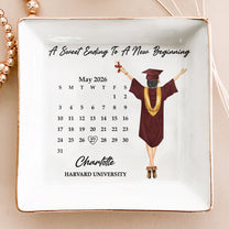 Graduation Trinket Tray A Sweet Ending To A New Beginning New Version - Personalized Jewelry Dish