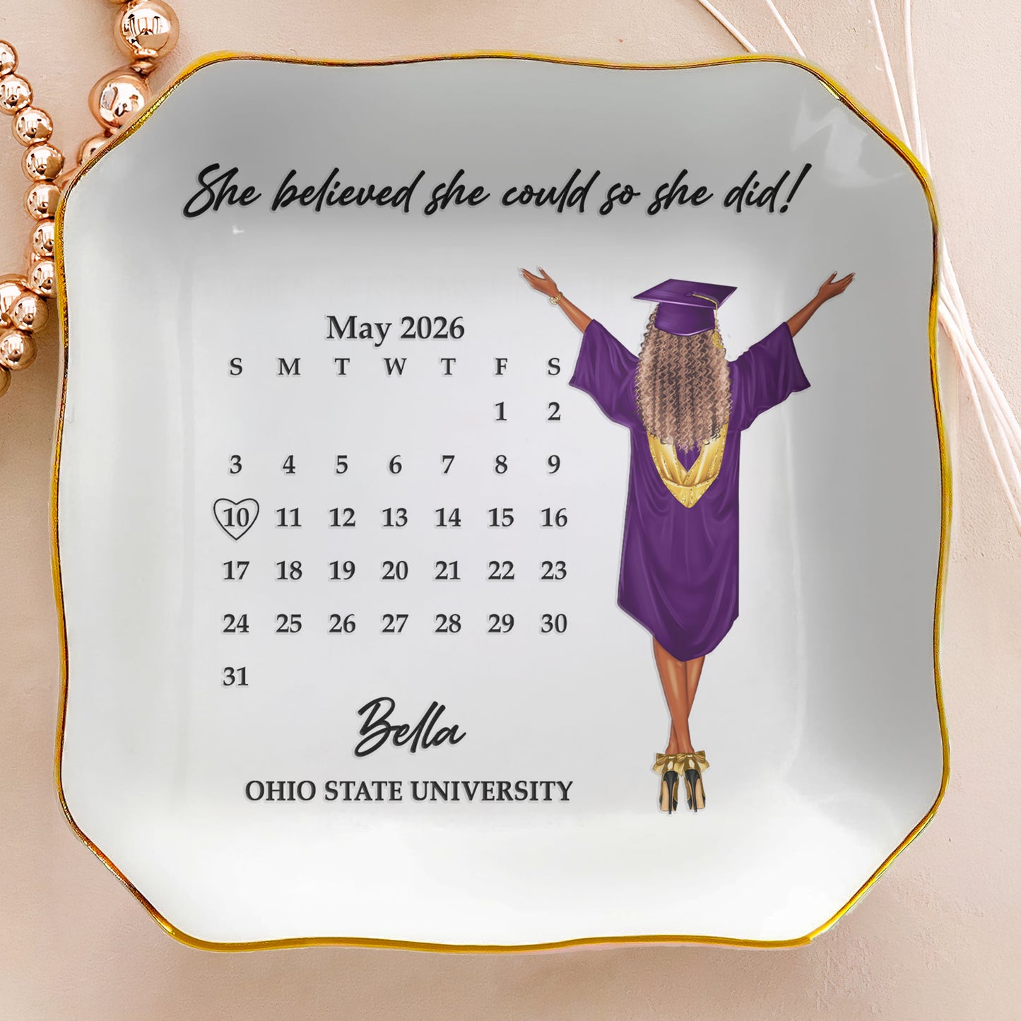 Graduation Trinket Tray A Sweet Ending To A New Beginning New Version - Personalized Jewelry Dish