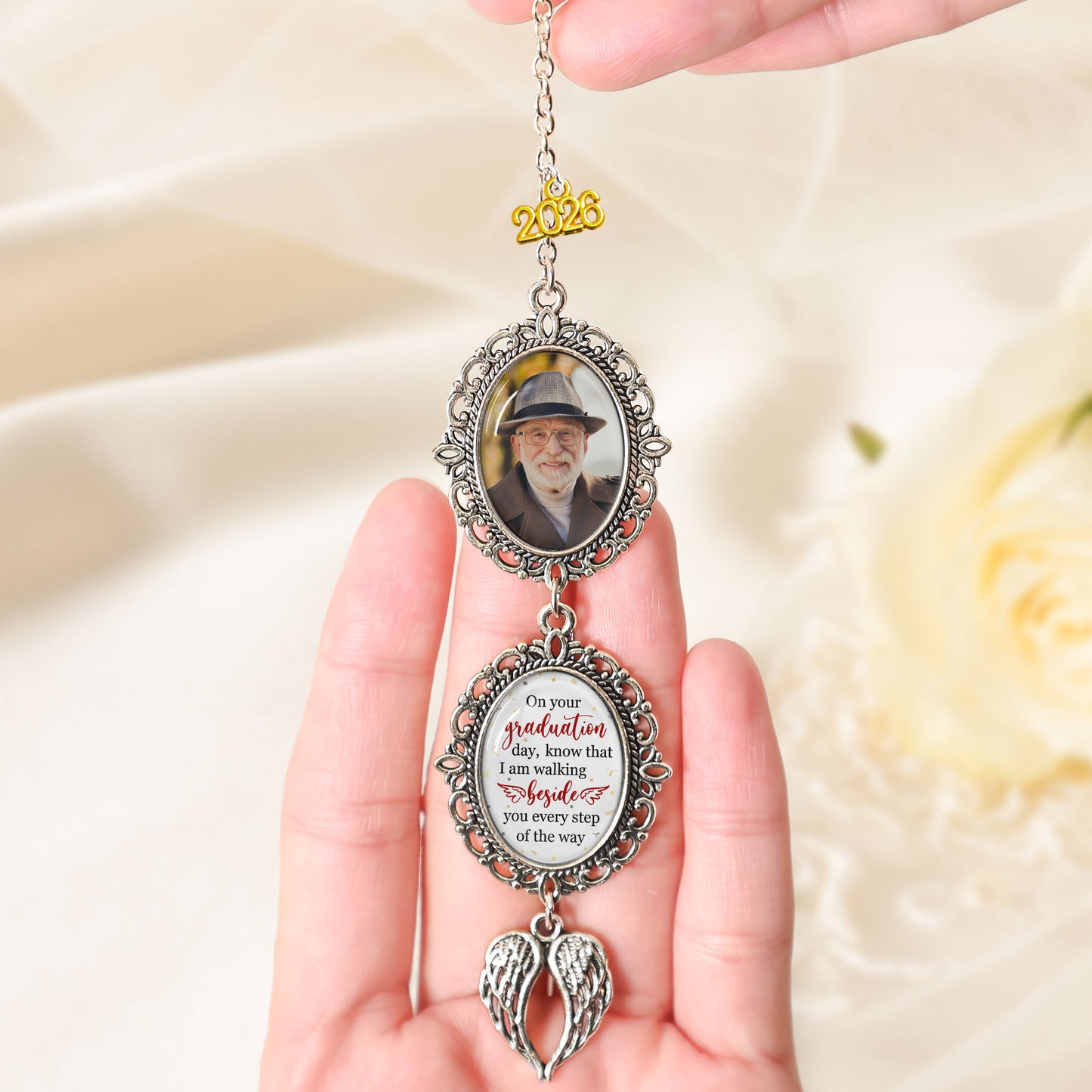 Graduation Walking Beside You Every Step - Custom Graduation Tassel Photo Charm