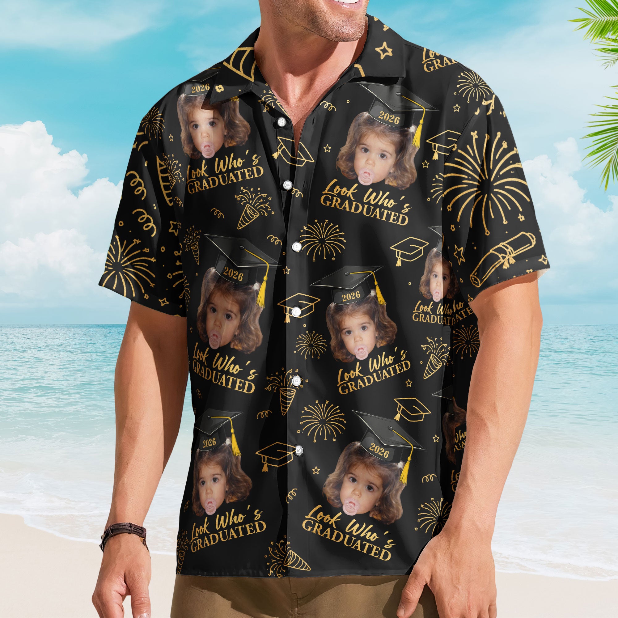 Graduation-Matching-Shirt-With-Childhood-Photo-Vintage-Childhood-Themed-Personalized-Hawaiian-Shirt-3