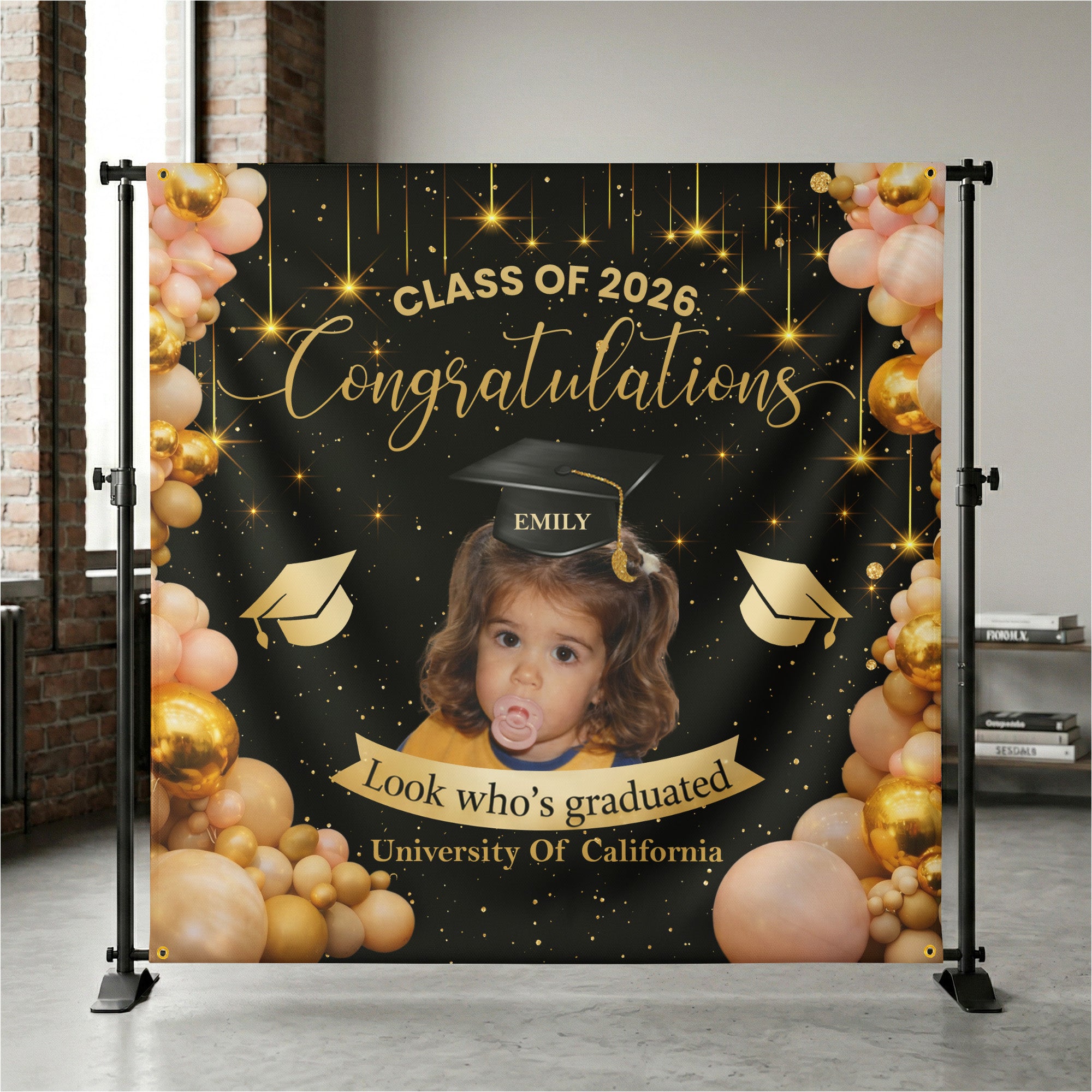 Graduation-Party Sign With Childhood Photo - Vintage Childhood Decor Themed - Personalized Backdrop 3